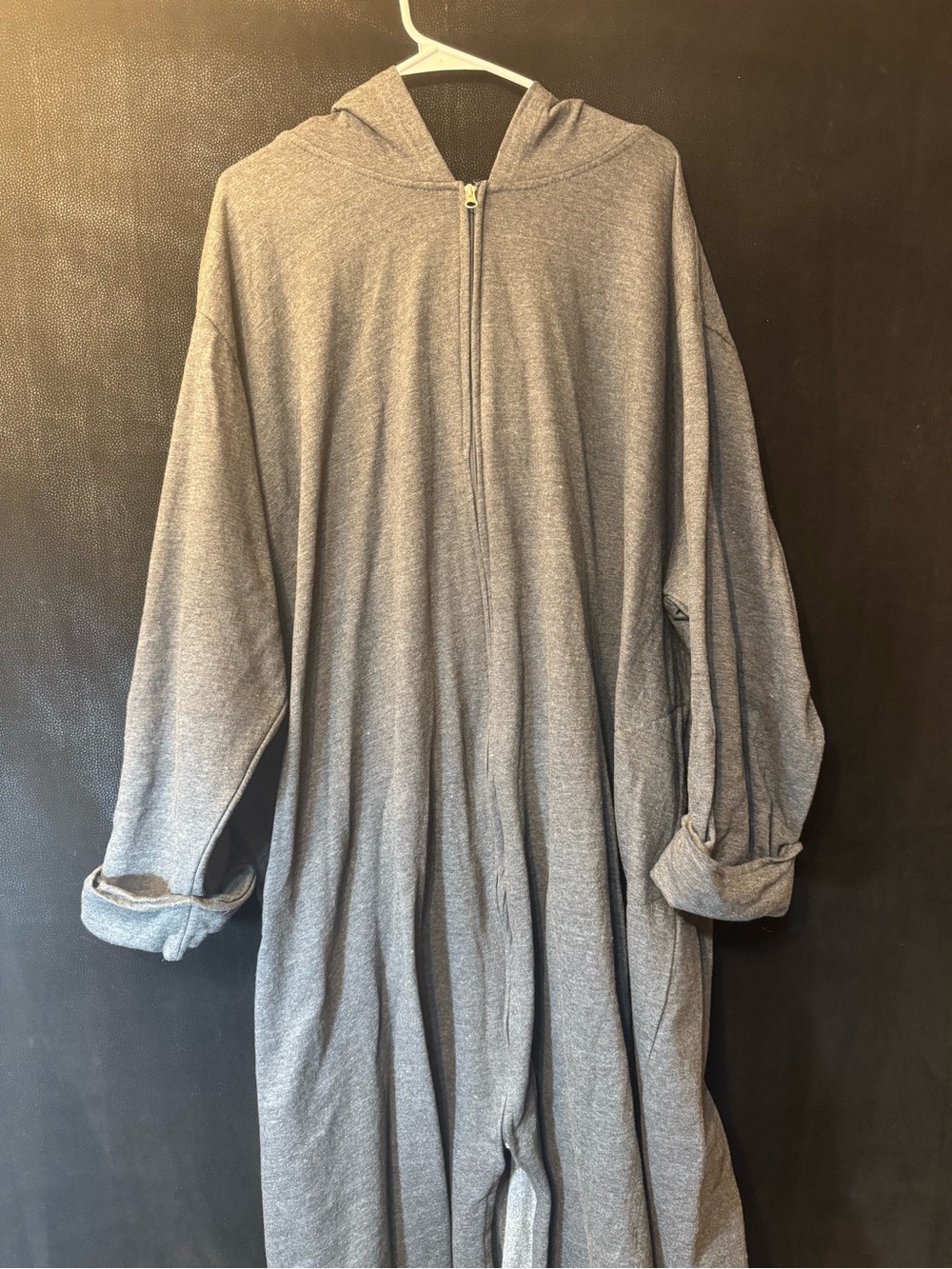 Dreams & Co 6X Gray Hooded Full Zip Long Robe Plus Size